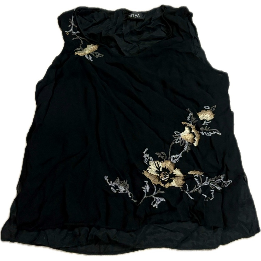 Nitya viscose floral embroidered tank top